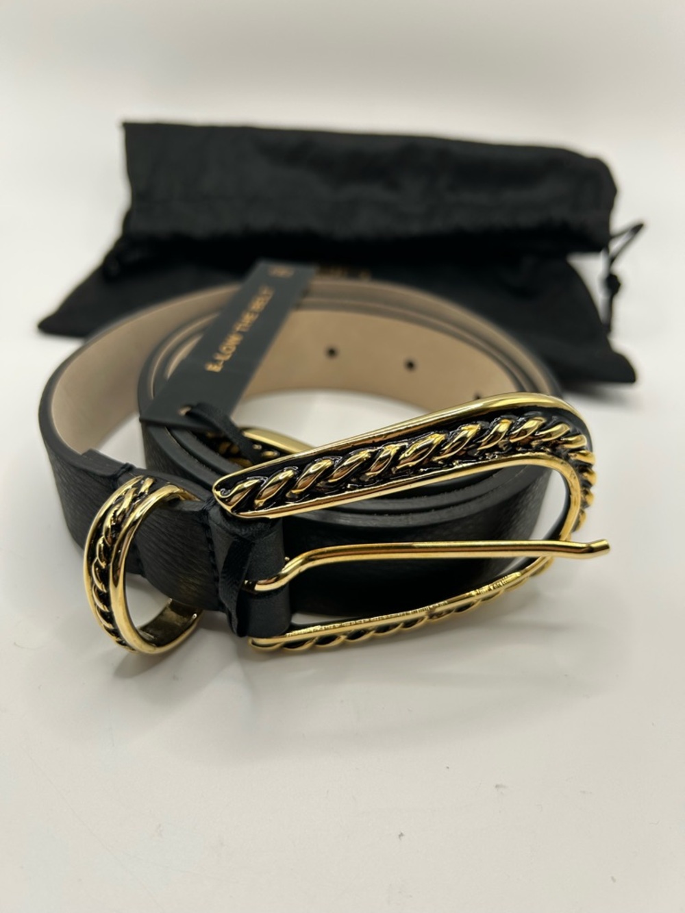 B-Low the Belt black leather belt boho western style NWT size small